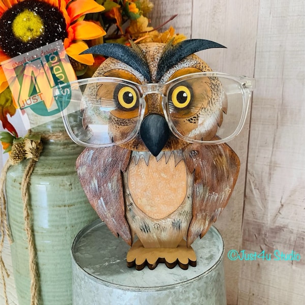 Digital File SVG for Owl Eyeglass Holder to cut with laser