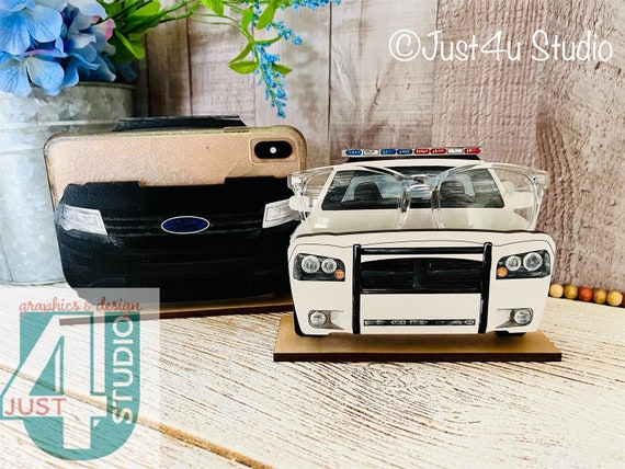 Police Car and Explorer Eyeglass and Cellphone Holder Digital Files for cutting using laser, Glowforge ready, SVG EPS PDF dxf png