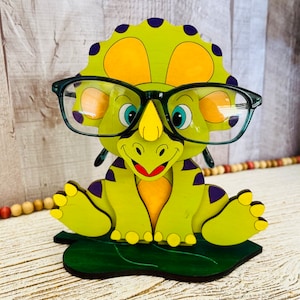 Cartoon Dino Brillenhouder DIGITAAL BESTAND voor snijden, laser, Glowforge klaar, svg eps dxf png pdf
