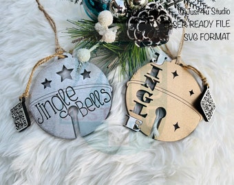 Digital File for 2 Bell Ornaments  with QR codes that take you to corresponding songs Christmas for laser cutting, Glowforge ready