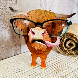 Porte-lunettes Highland Cow FICHIER NUMÉRIQUE pour la découpe, laser, Glowforge prêt, svg eps dxf png pdf