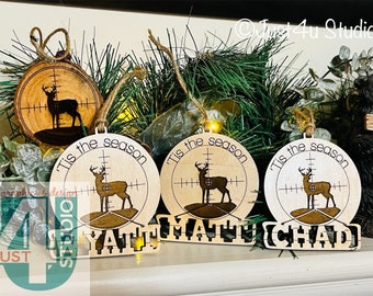 Digitale Datei für 'Tis Deer Saison Ornament für Laserschneiden / -gravieren, Glowforge Bereit, Personalisieren