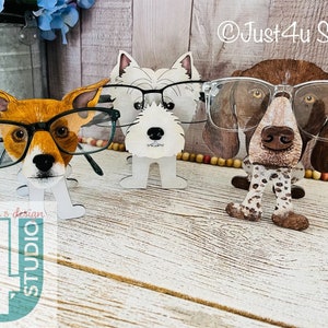Digital File for West Highland Terrier (Westie), Jack Russell and Pointer Dog Eyeglass Holder for laser cutting, Glowforge ready svg eps dxf