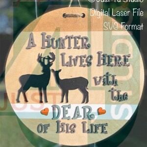 Digital File SVG and EPS format for &quot;Hunter Lives Here&quot; Round Doorhanger to use with laser cutting Glowforge ready