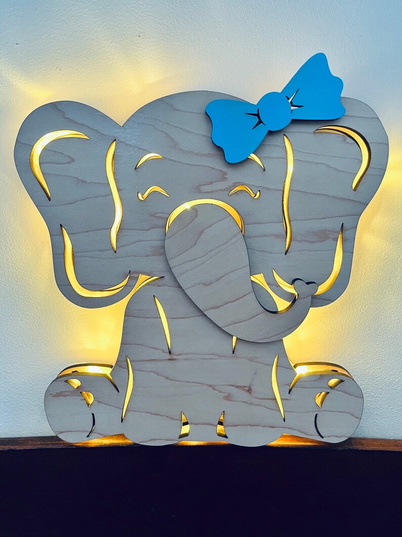 Digital File for Elephant Night Light to Be Used With Laser Etsy