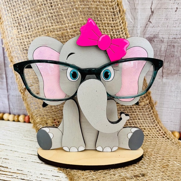 Cartoon Elephant Eyeglass holder DIGITAL FILE for cutting, laser, Glowforge ready, svg eps dxf png pdf