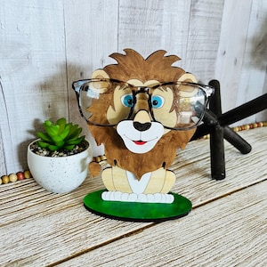 Cartoon Lion Eyeglass holder DIGITAL FILE for cutting, laser, Glowforge ready, svg eps dxf pdf