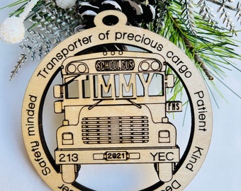 Personalisierte Schulbus Ornament SVG: Laser geschnitten Datei (Digitale Datei)