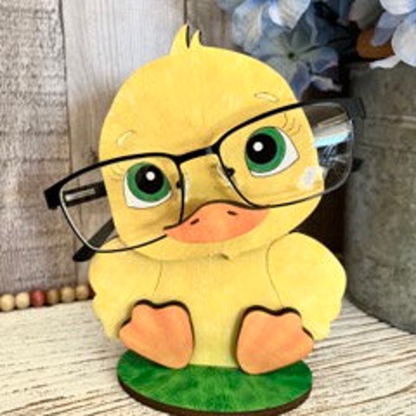 Digital File for Baby Duck Eyeglass Holder for use with Laser cutting, Glowforge ready, SVG EPS DXF Animal Glasses Holder