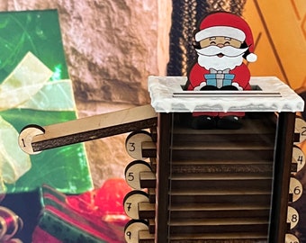 Santa Down the Chimney Countdown Advent Calendar Digital File for cutting on a Laser, Glowforge ready, svg eps ai pdf