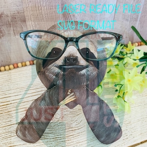Digital File SVG for Sloth Eyeglass Holder to cut with laser, Glowforge ready