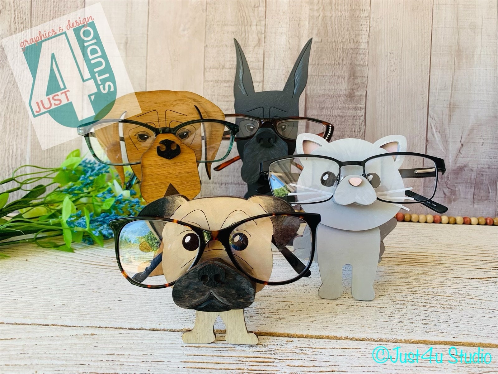 Cute Creative Animal Glasses Holder,Fun Eyeglass Holder Display Stands,Pet  Glasses Stand Holder,Sunglasses Display Rack,Wooden Animal Shaped Glasses