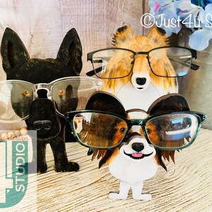 Digital File for Rough Collie, Papillon, and Dutch Shepherd Eyeglass Holders for use with Laser Cutting Glowforge ready SVG EPS DXF