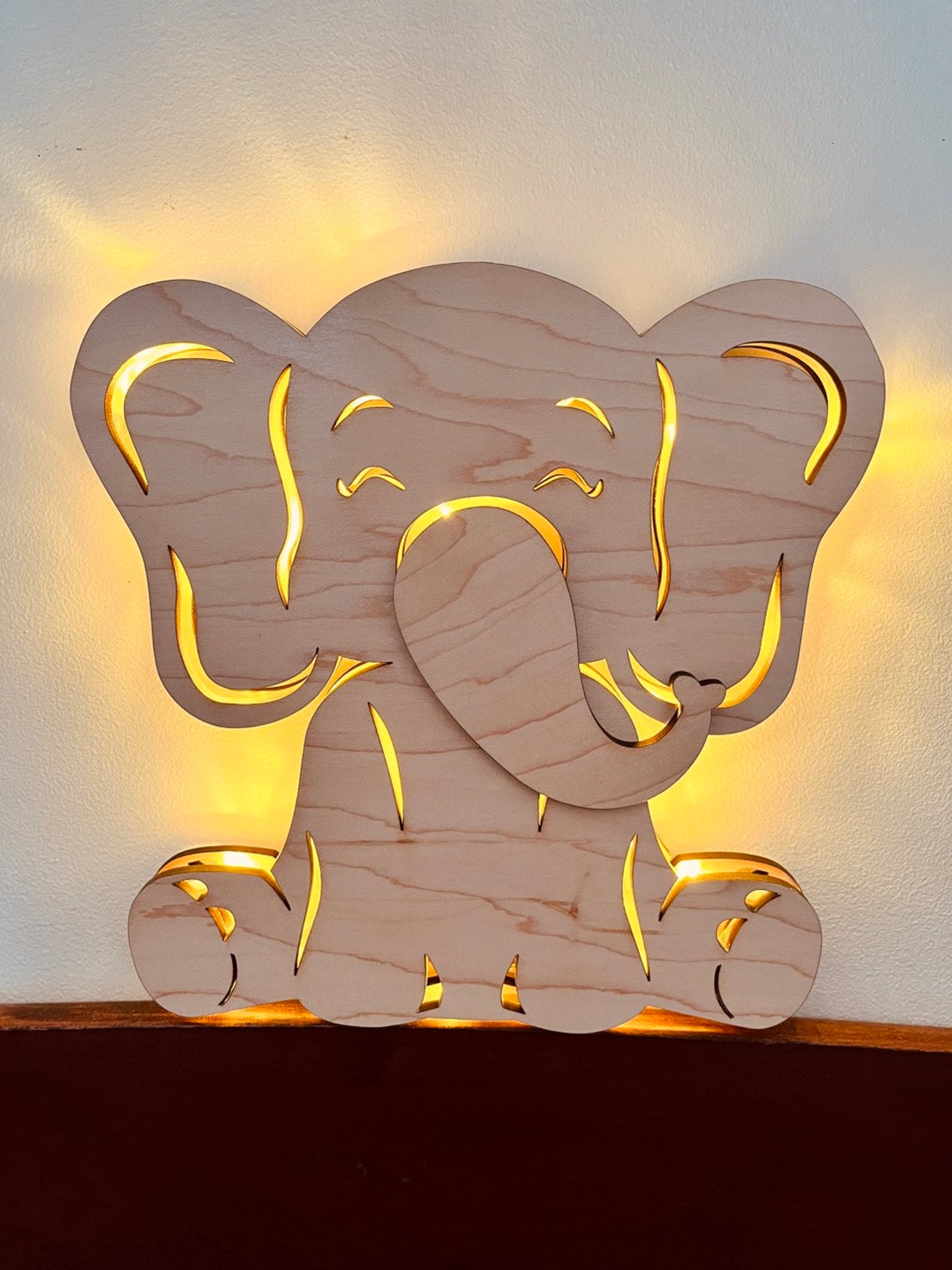 Digital File for Elephant Night Light to Be Used With Laser Etsy
