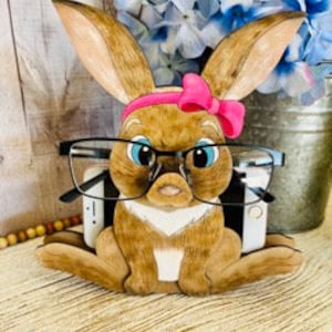 Happy Bunny Cell and Eyeglass Holder FICHIER NUMÉRIQUE pour la découpe, laser, Glowforge prêt, svg pdf eps png