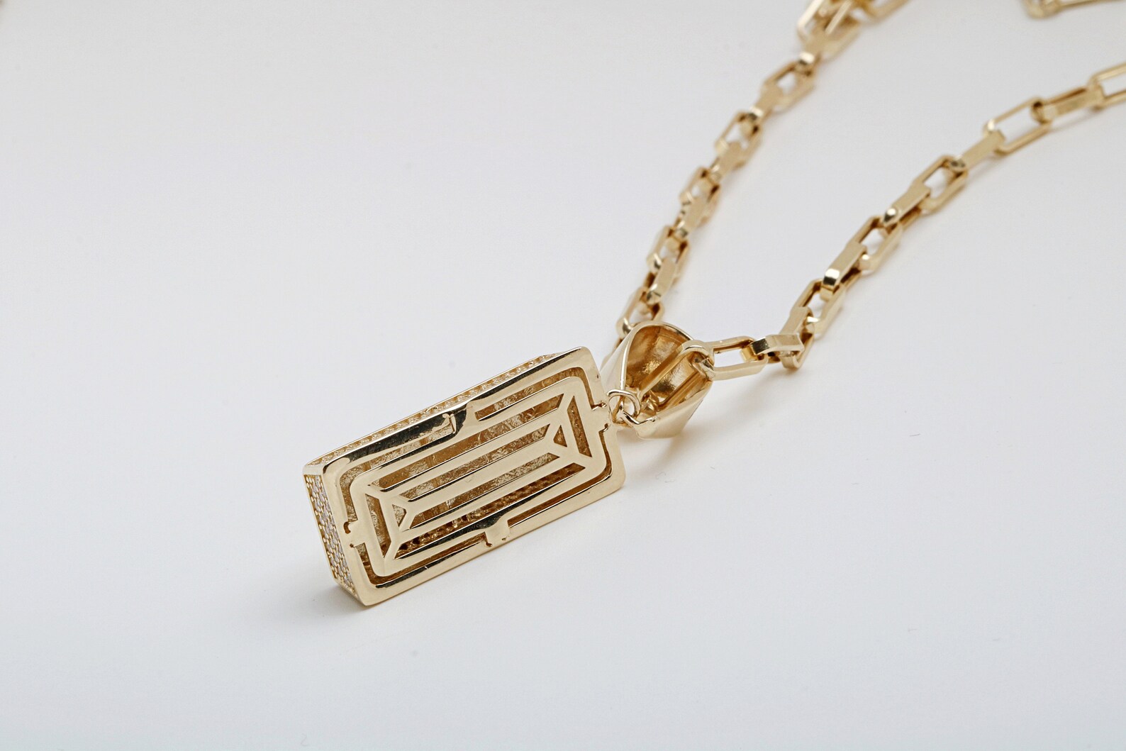 Gold Ingot Charm Pendant 14K Solid Gold Ingot Necklace Gift Etsy
