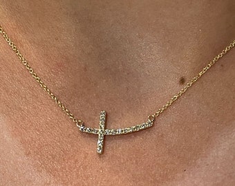 Sideways Cross Necklace - Etsy