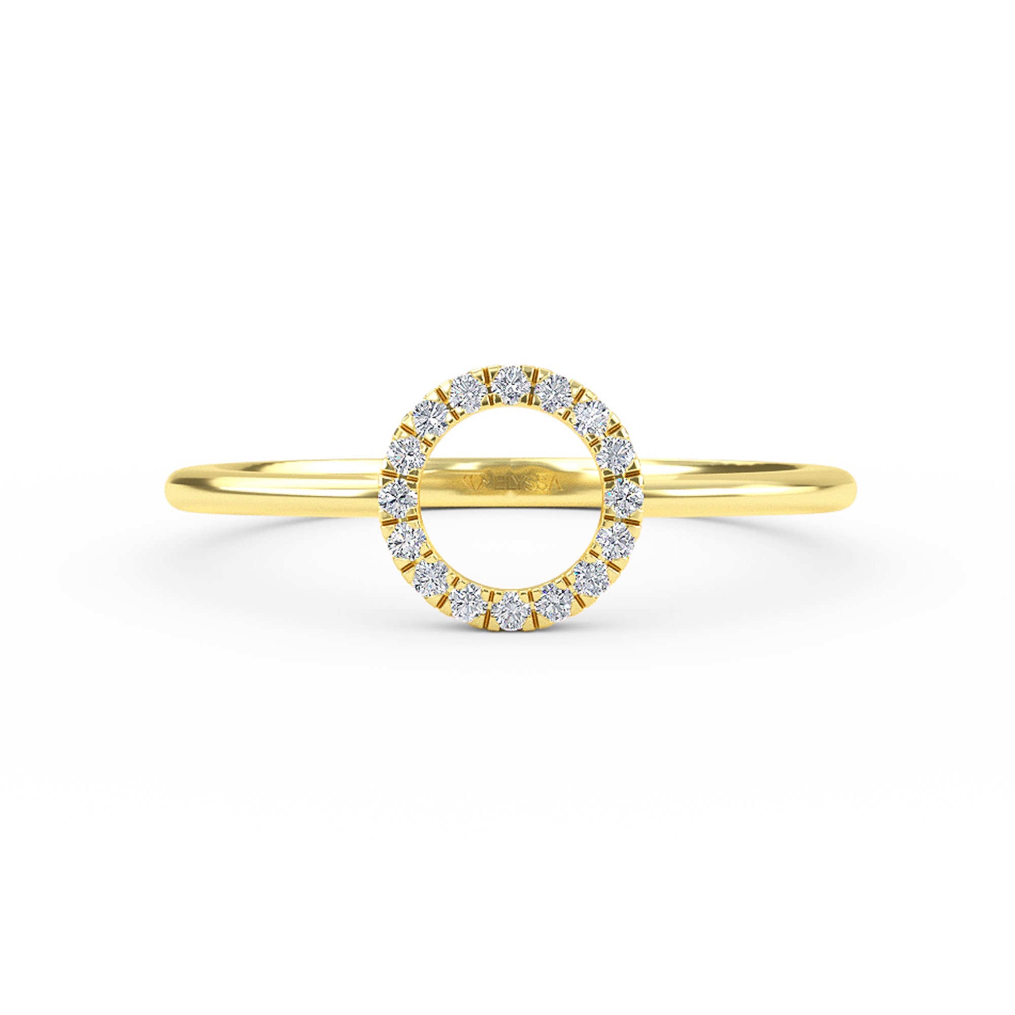 Open Circle Diamond Ring 14K Geometric Gold Stacking Ring Etsy UK