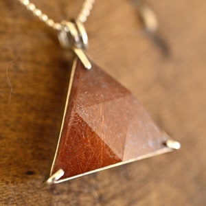 Rutilated Quartz Vogel Crystal Pendant, Triangle, Healing Jewelry, New Age Metaphysical Crystal