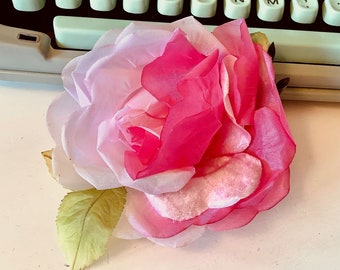 Vintage Fabric Rose millinery Flower, Shades of Pink, Shabby Chic decor