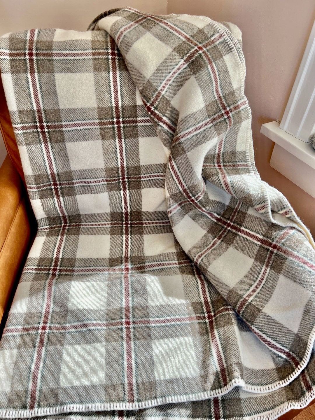 Classic Pendleton Wool Blanket Washable Cream Brown Rusty Etsy