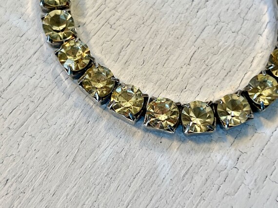 Pale Yellow Vintage Rhinestone Crystal Bracelet, … - image 7