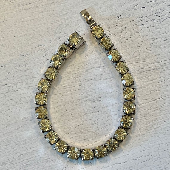 Pale Yellow Vintage Rhinestone Crystal Bracelet, … - image 3