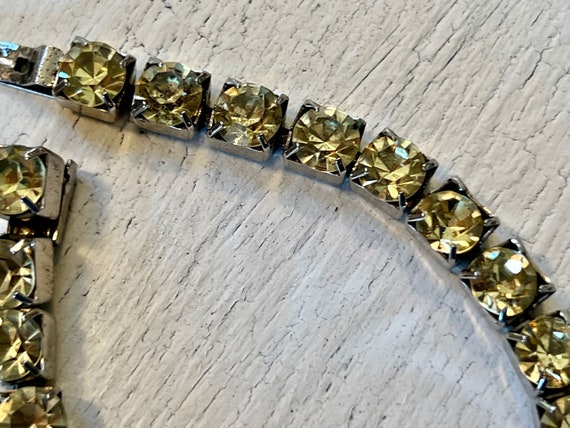 Pale Yellow Vintage Rhinestone Crystal Bracelet, … - image 8