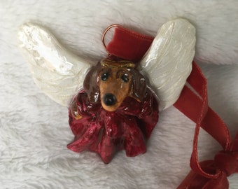 Dachshund Angel Ornament