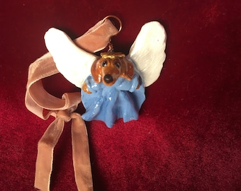 Dachshund Angel Ornament