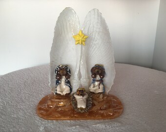Dachshund Nativity in Angel Wings