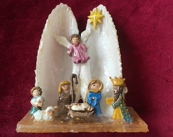 Handmade Nativity in Angel Wings