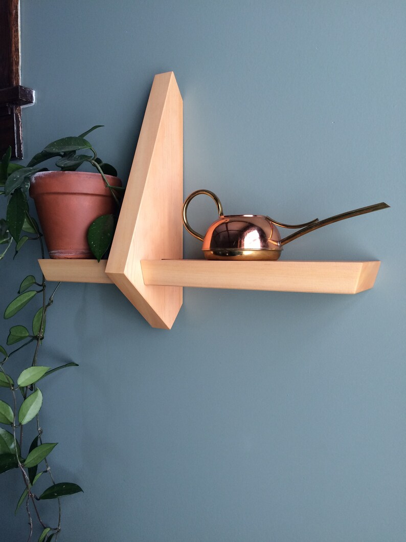 Floating Angular Offset Wood Display Shelf Etsy