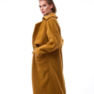 Oversized Double Breasted Faux Fur Teddy Coat, Teddy Coat, Long Coat, Maxi Coat, Mustard Wool Coat, Plus Size Coat, Winter Coat, Wool Coat image 1