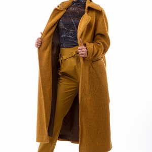 Oversized Double Breasted Faux Fur Teddy Coat, Teddy Coat, Long Coat, Maxi Coat, Mustard Wool Coat, Plus Size Coat, Winter Coat, Wool Coat image 3