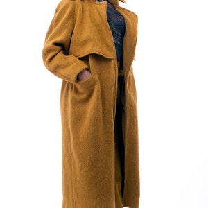 Oversized Double Breasted Faux Fur Teddy Coat, Teddy Coat, Long Coat, Maxi Coat, Mustard Wool Coat, Plus Size Coat, Winter Coat, Wool Coat image 4