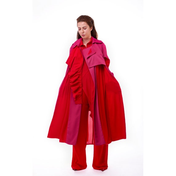 plus size red trench coat