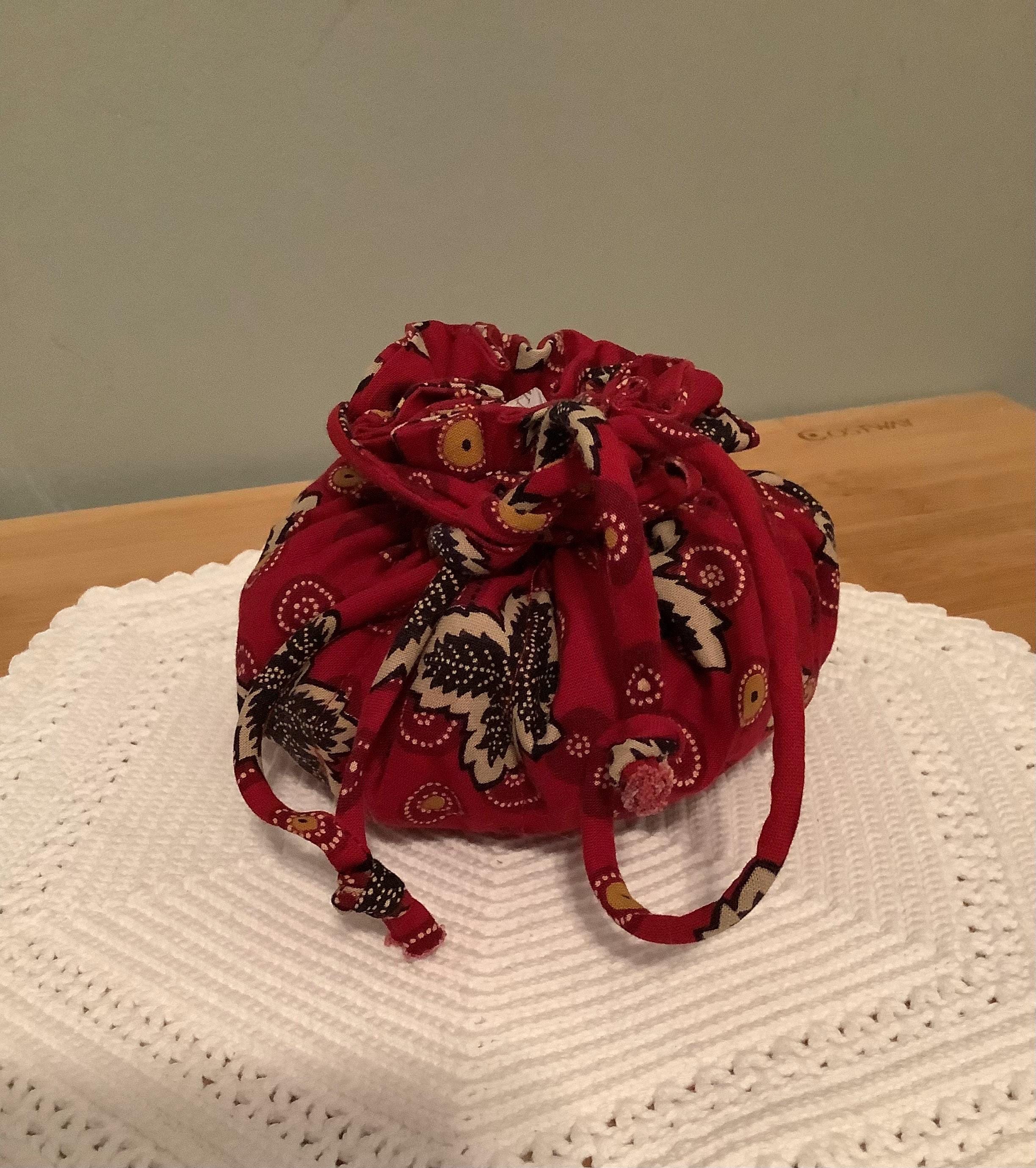 Vera Bradley Retired Rare red jewelry drawstring jewelry pouch