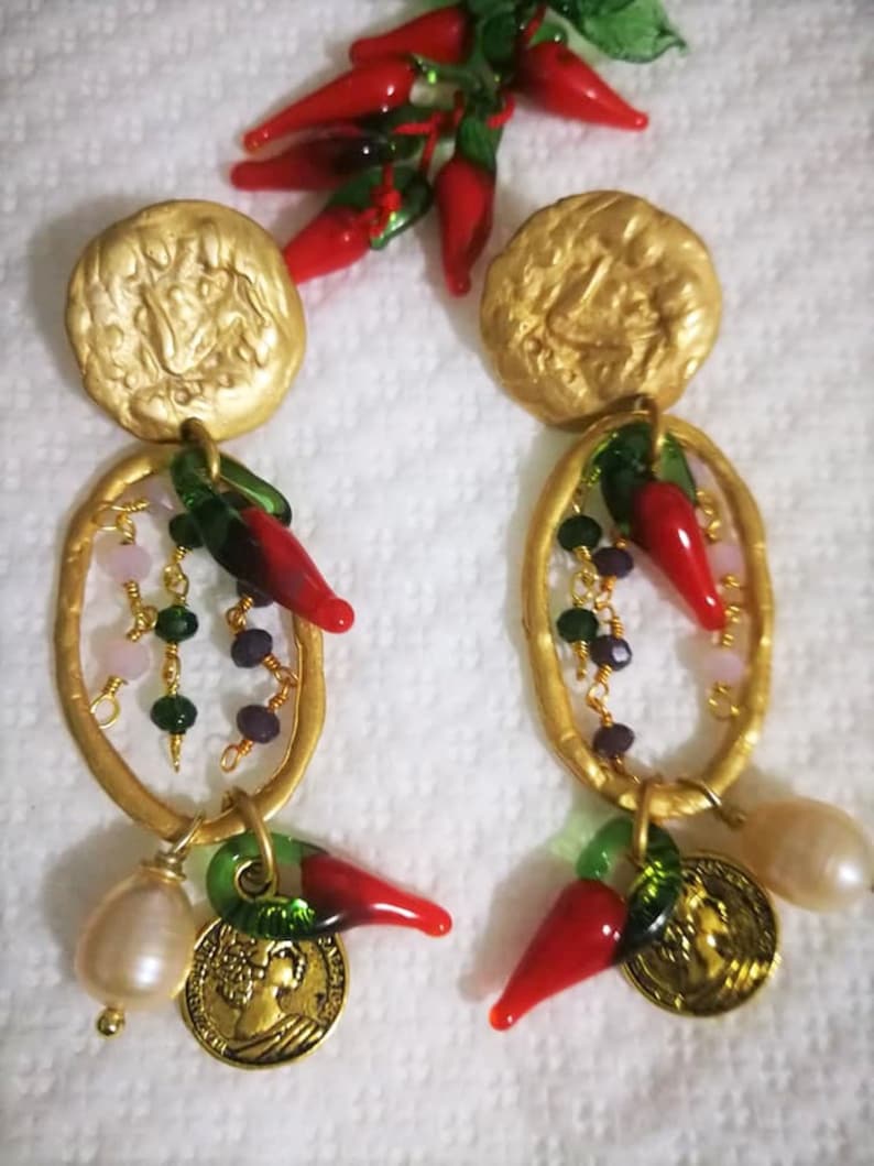 Orecchini Siciliani Orecchini pendenti Orecchini oro con image 0