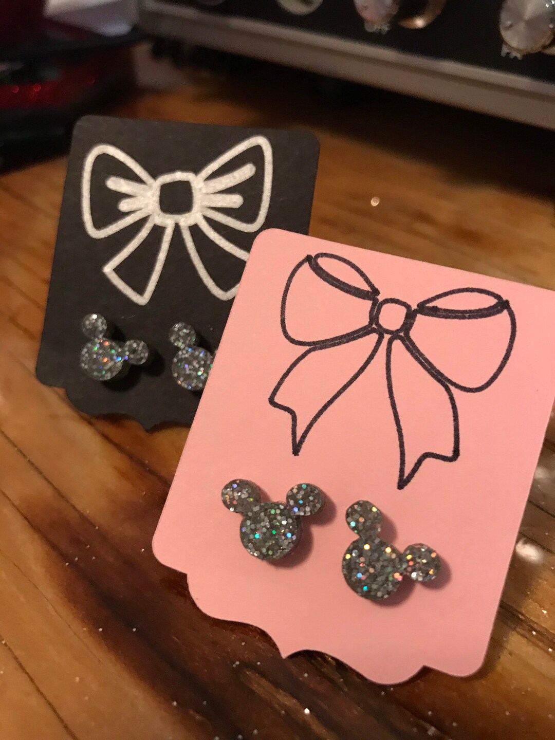 Holographic Silver Glitter Mickey Mouse, Hidden Mickey Head Earrings Etsy