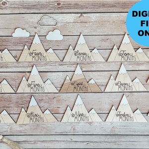 Baby Milestone SVG File, Mountain Milestones, Woodland Nursery, Infant Milestone Marker, Baby Shower Gift, Glowforge Laser File, Cut File
