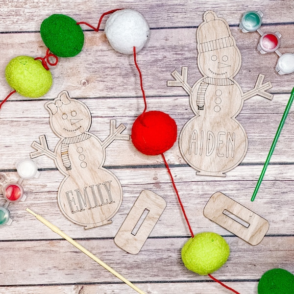 SVG file, DIY Snowman Paint Kit with Stand & Marketing Photos, Laser svg, Glowforge Digital File, Christmas Snowman SVG, Paint Kit File