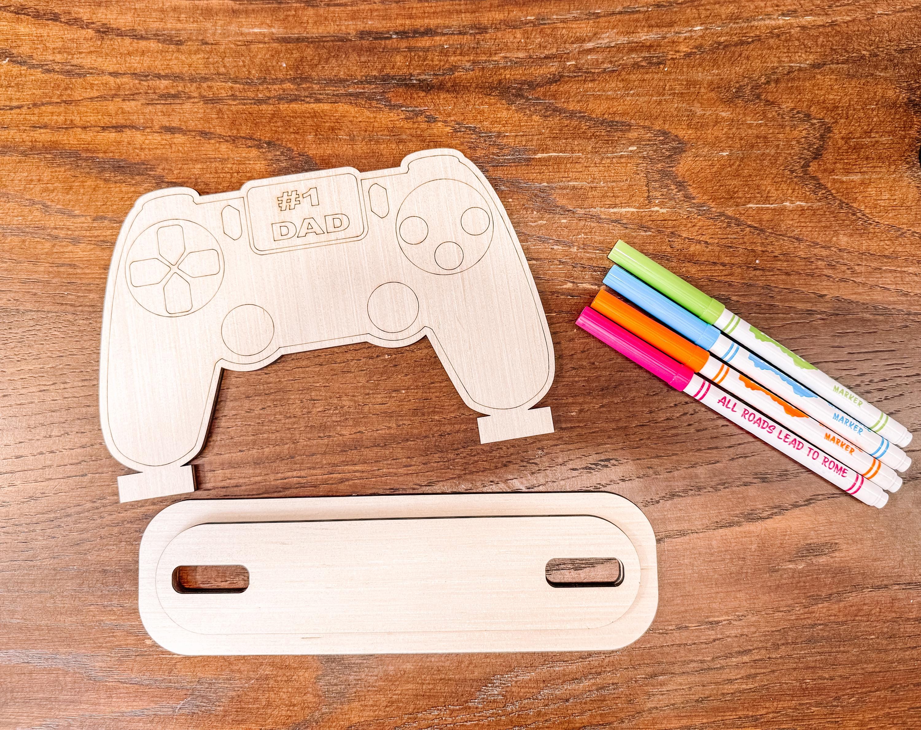 DIY Father's Day Paint Kit with Stand SVG FILE, Kids Craft for Dad, Laser, Glowforge, Gamer Controller, Video Games, Daddy, Digital Cut File