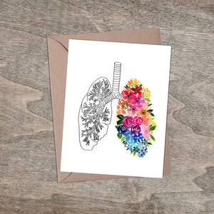 Watercolor Lung Flower Card: Doctor, Nurse Gift