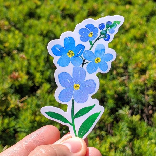 Forget-me-not floral vinyl sticker. Flower vinyl decal sticker.  Laptop sticker. Flower gift decal stickers. Alaska flower. Blue flower