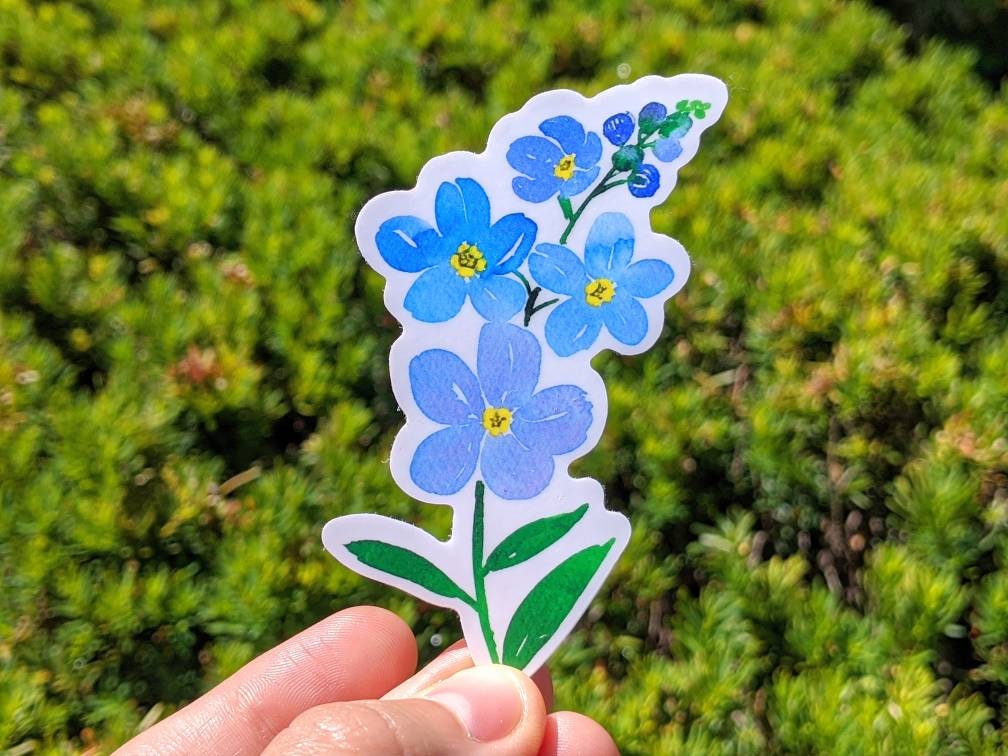 Forget-me-not floral vinyl sticker. Flower vinyl decal sticker.  Lapt…
