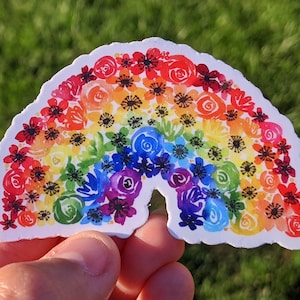 Floral Rainbow vinyl sticker. Flower vinyl decal sticker.  Laptop sticker. Kids gift stickers. Tumbler sticker. Rainbow decal sticker.