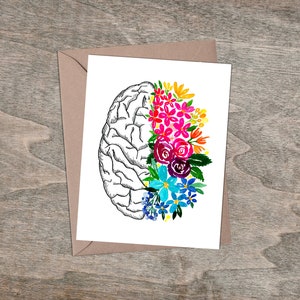 Anatomical brain flower card, gift for medical workers, doctors, nurses. Neurologists, neurology