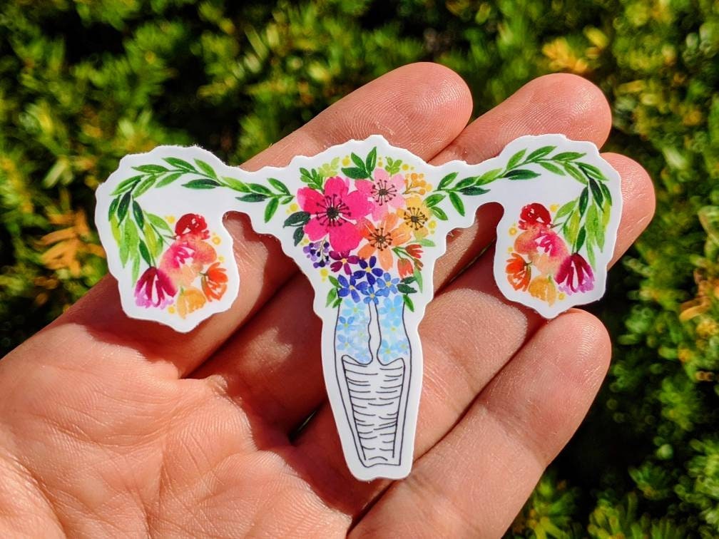 Anatomical uterus floral vinyl decal sticker.  Laptop sticker. Nurse …