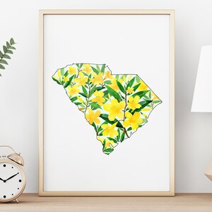 DIGITALER South Carolina State Floral Aquarell Druck. South Carolina Printable. South Carolina Blumen Kunst. Aquarell Staatsdruck.